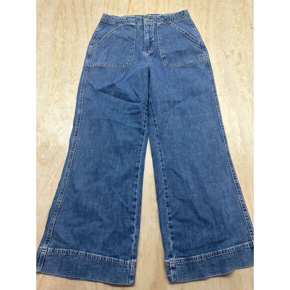 Boohoo Blue Jeans Sz 4 Wide Leg Medium Wash Denim - Picture 1 of 4